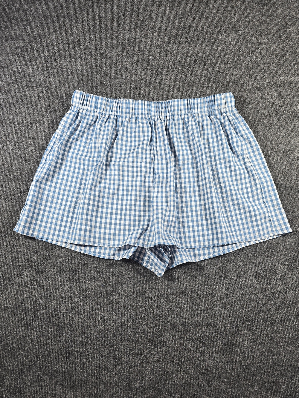 Shein Curve Blue White Gingham Elastic Waist Shorts Women’s 2XL